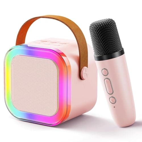 INDIA'S NO.1 Mini Karaoke bluetooth speaker with wireless mic for singing, Wireless Mini Portable Bluetooth Speaker with Microphone & LED Lights, Karaoke Microphone Singing Speaker, Mini & Portable US