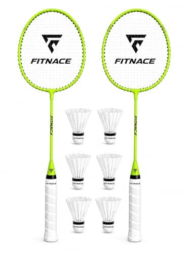 Badminton Racket Combo with 6 PC Feather Style Nylon Shuttlecock Set for Beginners and Intermediate Players