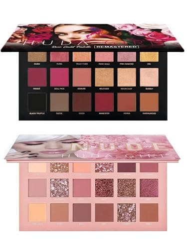 HUDA GIRL Beauty Rose Gold Remastered Edition + Nude Edition Eyeshadow Makeup Kit (Combo Kit of 2 Eyeshadow) Matte And Shimmers Finish,36 gm 5