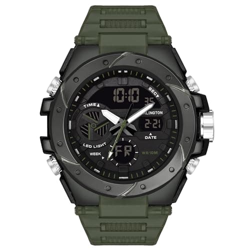 Carlington Analog-Digital Sports Watch Chronograph, Dual Time,Alarm, Stopwatch, Calendar, Water-Resistant, Shock-Resistant, Back Light Display. The Perfect Watch for Men-CT9140 Series (Green)