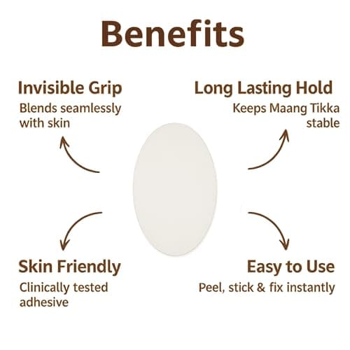 PRC HERBAL Maang Tikka Fixing Patches - Invisible Double-Sided Stickers for Secure Hold | Skin-Friendly, Long-Lasting | 40 Patches (2 Packs of 20) 3