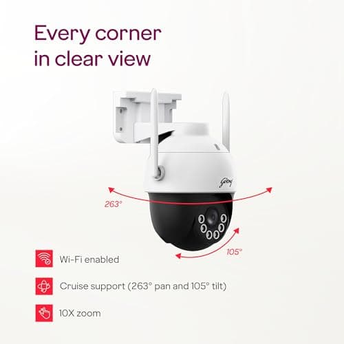 Godrej Security Solutions EVE Pro Wi-Fi Mini-PT CCTV Camera | New Launch | 3MP Indoor Security Camera | 360 View with Cruise Support | Human & Motion Tracking | Up to 256GB SD Card Support 2