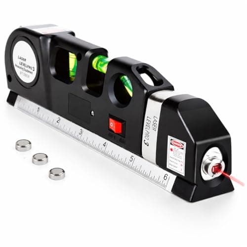 Corceptive Laser Level Pro 3 with Measuring Tape 8FT (2.5m) | Multi-Function Laser Level Tool with Horizontal & Vertical Alignment, Built-in Ruler, Bubble Level (lesar leval patti)