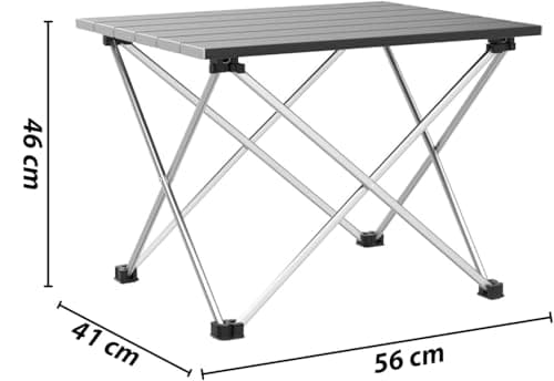 FWQPRA Multipurpose Folding Utility Table | Ideal for Indoor & Outdoor Picnic,BBQ,Cooking,Festival | Aluminium Stackable Top & Frame | Portable Camping Table (Black) 2
