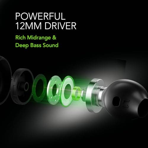 Oraimo in-Ear Wired Earphones with Mic | 3.5mm Audio Jack | 12 mm Drivers | Airing Design | Phone/Tablet Compatible (Black) 4