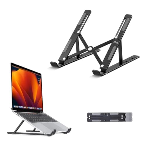 pTron DeskMate M1 15.6" Laptop Stand, 7 Adjustable Height, Metal Alloy, Foldable, Portable Tabletop Laptop/Desktop Riser Stand Holder Compatible for MacBook, HP,Dell,Lenovo & All Other Notebook(Black)