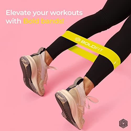 Boldfit Resistance Bands Mini Loop for Women Hip Band/Booty Band for Women/Toning Exercise Bands for Gym Booty Belt/Latex Loop/Theraband for Fitness - Yellow Medium 10-12 kg 5