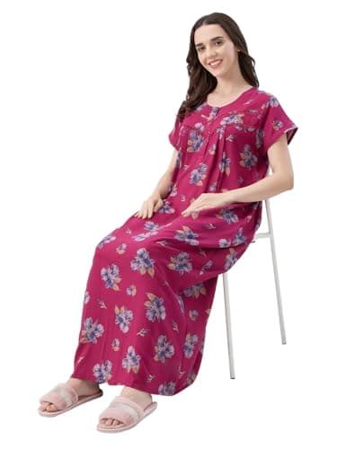 AV2 Women Printed Alpine Nightwear Nighty Maxi Pink X-Large 7285 5