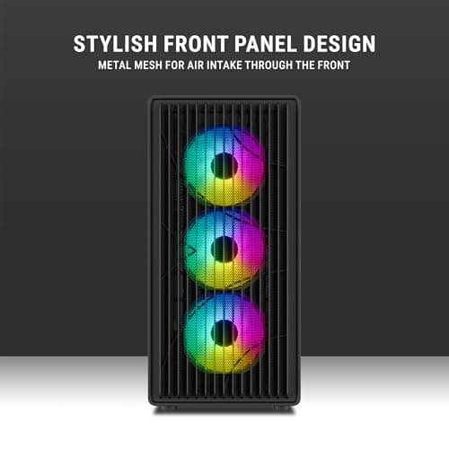 Ant Esports Zen Air 360 Mid-Tower Computer Case/Gaming Cabinet - Black | Support ATX, Micro-ATX, Mini-ITX | Pre-Installed 4 ARGB Fans 2