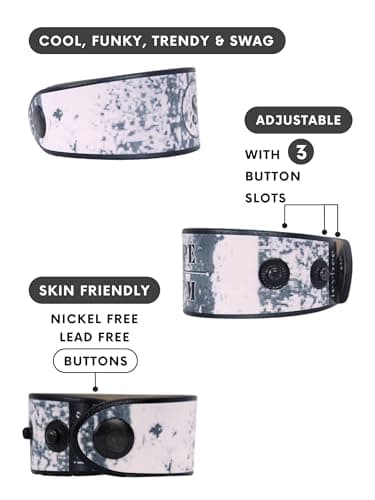 Carpe Diem - White Abstract Print + Vive la Vie - Blue Denim Ripped Jeans Print Fashion Bracelets Combo | Unisex Designer Wristbands | Premium, Limited Edition, Gift Ready | Handrafted in India 3
