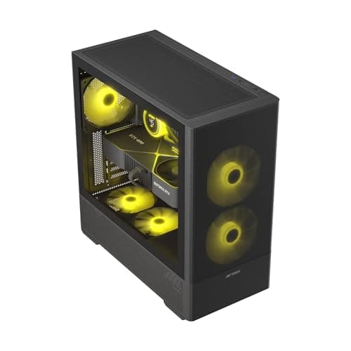 Ant Esports 511 AIR 5F Mid-Tower Computer Case/Gaming Cabinet - Black | Pre-Installed 5 ARGB Fans