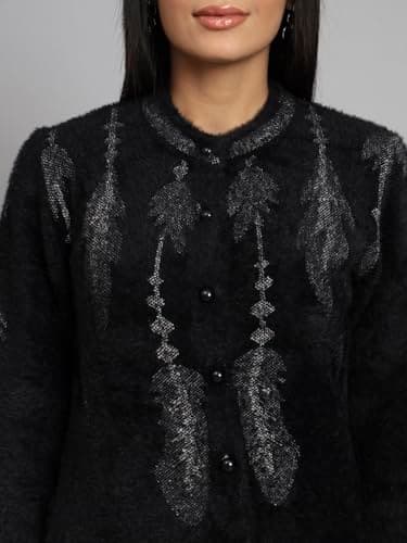 eKools Women's Winterwear Hair Woolen Sweaters Cardigans (Black, Large) 4