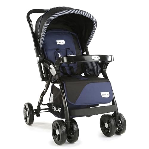 LuvLap Galaxy Baby Stroller, Pram for Baby with 5 Point Safety Harness, Spacious Cushioned seat with Multi Level seat Recline, Easy Fold, Lightweight Stroller for 0 to 3 Years (Black)