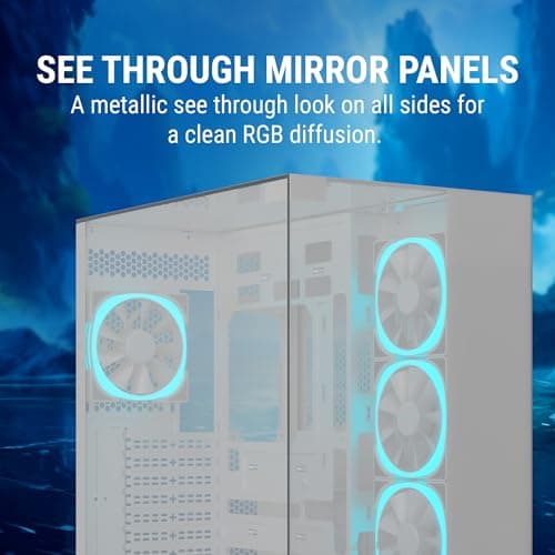 Ant Esports Crystal Mirror Mid-Tower ATX Computer Case/Gaming Cabinet - White |3-Side Glass with Mirror| Support ATX, Micro-ATX, Mini-ITX | Pre-Installed 4 ARGB PWM Fans 3