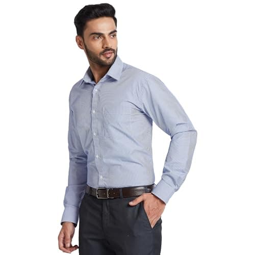 Park Avenue Men's Checkered Slim Fit Formal Shirt (PMSX11328-B3_39_Medium Blue) 2