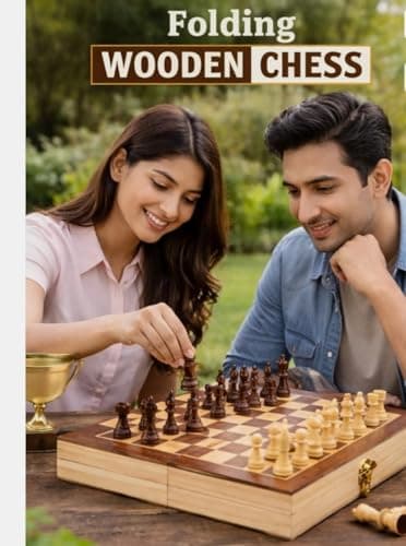 MANJUVIN Wooden Chess Big Size 15 Inches Board Game for Kids & Adults | Premium Folding Chess Set | Classic Indoor Mind & Strategy Game for Family and Travel 5