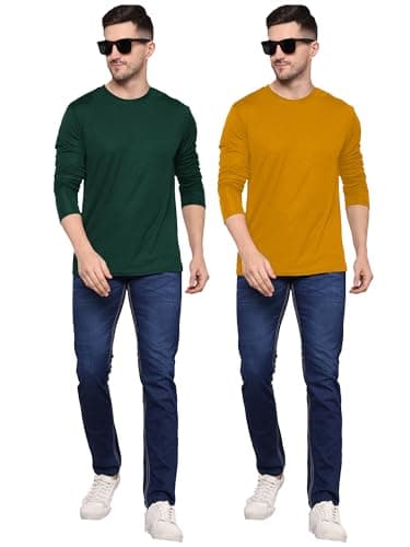 TQH Full Sleeve T Shirt for Men | T-Shirt for Man Full Sleeve | Gym T Shirts for Men Workout | Slim Fit Polyester Round Neck Solid Sports T-Shirts for Running Training Casual Wear - Pack of 2 3