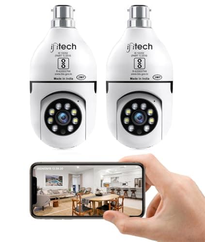 IFITech 2MP & 3MP WiFi Bulb Camera, Indoor CCTV Camera – WiFi Connectivity | 360° Coverage | Two-Way Audio | Colorful Night Vision | Perfect for Home, Shop, Godown & Office Monitoring (Combo Pack)