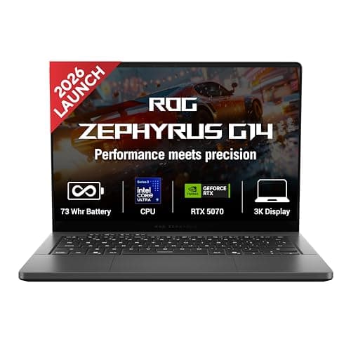ASUS ROG Zephyrus G14 (2026),Intel Core Ultra 9 386H (Series 3),RTX 5070-8GB,32GB RAM,1TB SSD,3K OLED,14"(35.5 cm),120Hz,Win 11,M365 Basic(1Y),Office 24,Gray,1.5 Kg,GU405AP-SY041WS,Gaming Laptop