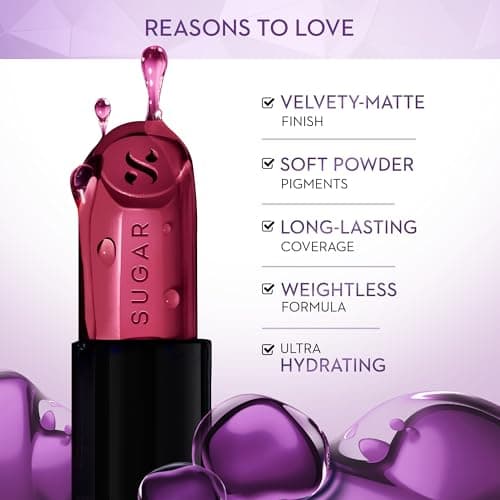 SUGAR Cosmetics Glide Peptide Serum Lipstick with Hyaluronic Acid & Vitamin E | Velvet Matte Lipstick for Indian Skin | 1-Swipe Full Coverage | 4.2gm - 01 Santorini Sunset 2