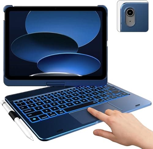 typecase Touch Keyboard for A16 (11th) & 10th Gen with Multi-Touch Trackpad, 11-Colors Backlit, 360° Rotatable Multi Viewing Angle, Pencil Holder (NOT FIT for Air 11/10.9 & Pro 11) - Midnight Blue'26