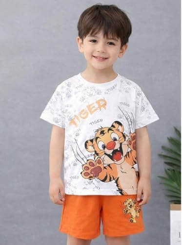 Morvinandan Kids dress for boy summer combo – cotton printed tshirt with shorts, soft touch fabric, half sleeve round neck style, baby boy summer clothes, easy wear set 3