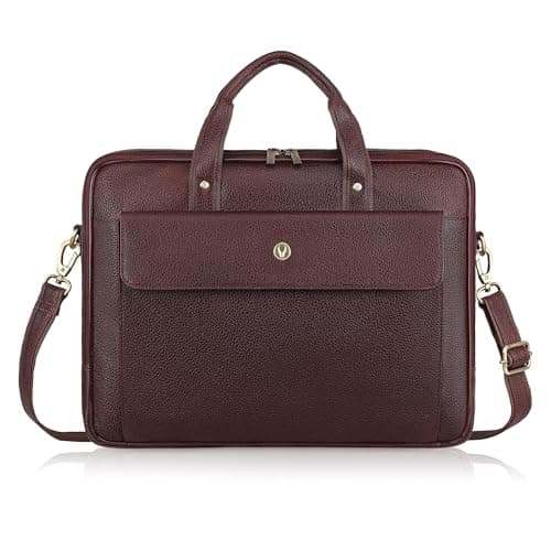 WildHorn Men's Leather Laptop Messenger Bag I Fits Upto 15.6 Inch Laptop/MacBook I Padded Laptop Compartment I Carry Handles with Adjustable Strap I Dimension : L-16 inch W-3 inch H-12 inch,Maroon 3