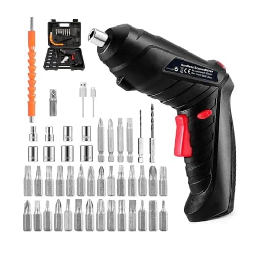 SNEL Cordless Power Screwdriver with Rotatable Handle, 90-180 Degree Rotation, Complete Accessory Kit with Carrying Case 3
