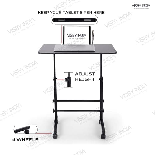 VISBY INDIA Office Table for Home/Writing Desk for Office/Folding Table for School/Folding Study Table/Work from Home - MultipurposeTable-> (Black Ajustable) 4