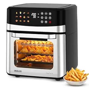 INALSA Air Fryer Oven|12L,1700W|Stainless Steel Body|12-in-1 Functions,Fry,Bake,Grill,Dehydrate&Reheat|12 Preset|Rotisserie&Convection|Dishwasher Safe Accessories|2Yr Warranty,2025ModelCrisp Pro 12