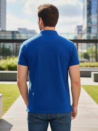 SMAN Men's Polo T-Shirt Regular Fit Half Sleeves with Pocket and Bottom Neck Collar for Casual and Daily Use. (Medium, Royal Blue) 3