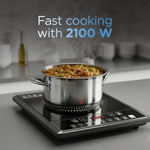 Preethi Indicook IC124 | 2100-Watt Induction Cooktop | Fast Gas-Free Cooking | No LPG Required | 3 Year Coil Warranty | Voltage surge protetion |Preset Indian Menus | Crystal Glass Plate | Black 3