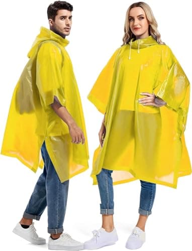 Allextreme EVA Poncho Raincoat Transparent Hooded Water Resistant Rain Jacket with Sleeves for Women Men Camping Rainy Season Travel (Yellow)