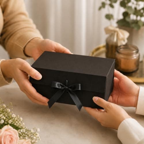SATYAM KRAFT 1 Pcs Multipurpose Decorative gift box with Ribbon for packing Empty Gift Hamper for Presents Wedding Reusable Gift Packing Return Gift Surprise-purple Cardboardbox (Black) 4