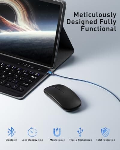 TUNKARMOR Keyboard Case for Lenovo Tab M9 2023/2024 Release 9.0" Tablet (TB-310FU/TB-310XU) - Mouse and Detachable Keyboard PU Leather Cover Case Auto Sleep/Wake - Black 3