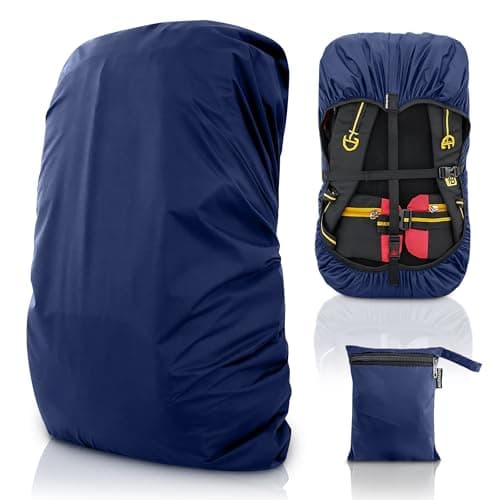 MUTMAIN Waterproof 55L to 75L Rain Cover for Rucksack Backpack Bag, Suitable Bags for Hiking, Camping & Trekking XL Bag, Two Side Adjustable Buckle and Elastic Protect from Rain and dust, Navy blue