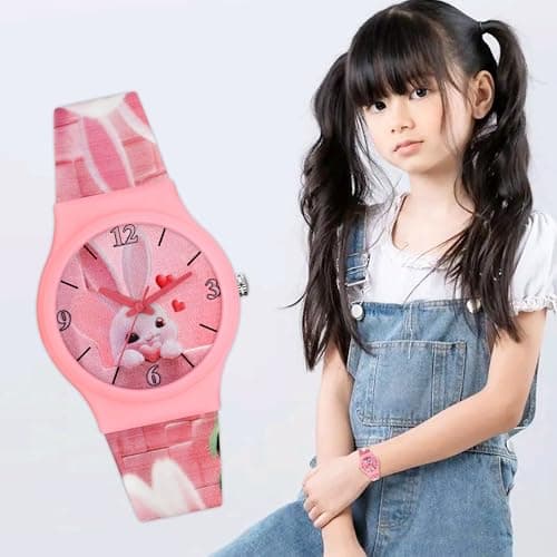 Acnos Kid's Happy Colorful Water-Resistant Durable Watch for Girls Kids Girl with Fun Designs Adjustable Strap Positive Messages Watch for Kids 3