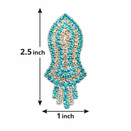 Brooch Pin Leaf Shape Rhinestone for Saree, Suit & Blazer (Turquoise) 2