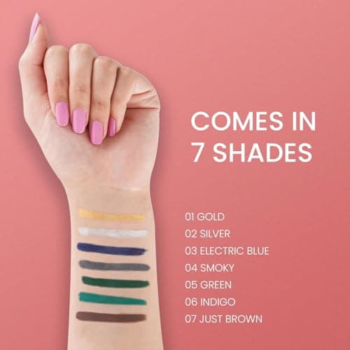 Double Intense Non Transfer Gel Matte Kajal Longwear Eye Pencil | Long Stay | Smooth One Stroke Application | Intense Color Pay Off | Soft Blendable Formula | With Sharpener (Silver) SH-7711-SS 5