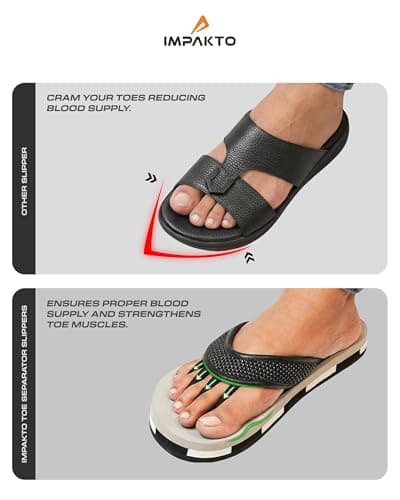 Impakto 5 Finger Slippers for Men | Lightweight & Flexible Flip Flop | Toe-Alignment & Quick Drying | Skid-Resistant & Comfortable Bouncy Sole, Summer Chappal for Indoor & Outdoor, Everyday Essentials 4
