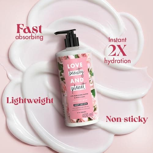 Love Beauty & Planet Natural Murumuru Butter & Rose Glow Body Lotion | 24 hour Moisturization | Non-Sticky | Fast Absorbing | For Normal to Dry Skin | Paraben Free | Vegan | Cruelty-Free | 400 ml 2