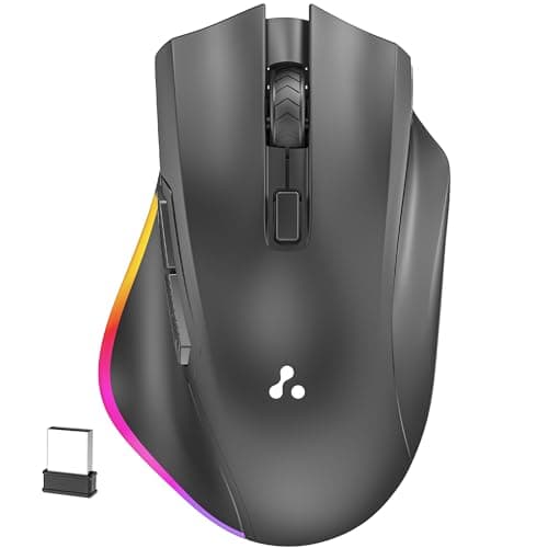 Ambrane Wireless & Bluetooth Rechargeable RGB Lights Mouse, High 2400 DPI for Gaming, 6 Buttons, Ergonomic Design for Smartphone, Connects 3 Devices, Silent Click, 15 Days Battery (Sliq Glow+, Black)