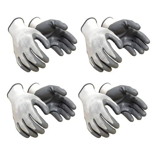 Industrial Safety Nylon Anti Cut Resistant Hand Gloves (White and Grey) - 4 Pair