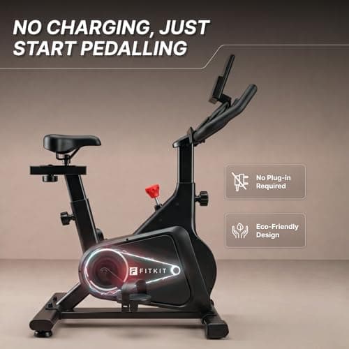 Fitkit by Cult FK8002 Spin Bike 4 kg Flywheel, Max Weight 140 kg, Adjustable Seat, LCD Display for Fitness at Home Workouts Exercise Cycle for Home (Black) 5