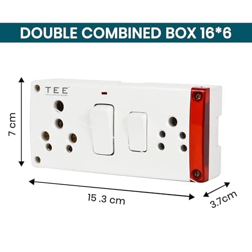 THE ELITE ELECTROTEK Combined Box 16 and 6 Amp With Universal Socket, Master Switch, LED Indicator | 240V Power Utility Box for Home, Office & Appliances | Without Wire, 6 Month Warranty, Pack of- 1 5