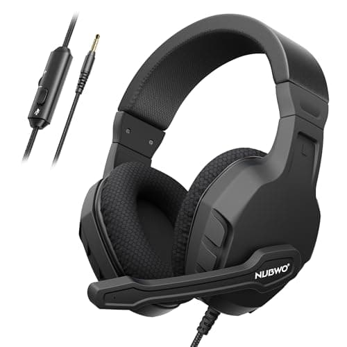 NUBWO U3 3.5mm Gaming Headset for PC, PS4, Laptop, Xbox One, Mac, iPad, Nintendo Switch Games, Computer Game Gamer Over Ear Flexible Microphone Volume Control with Mic - Black