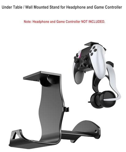 ADDGRIP Wall Mount/Under Desk Game Controller and Headphone Stand | Universal Dual Hanger Holder Compatible with Xbox, PS5, Series X, ONE, PS4, PS3, Switch, Nintendo, PC & More 2