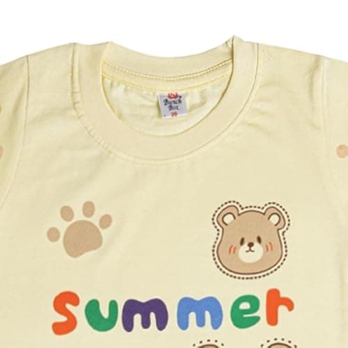 Printed Casual Kids Clothes for Boys | Half Sleeves Round Neck Pure Cotton Tshirt and Denim Shorts Kids Clothing Set | Summer Outfit Everyday Baby Boy Clothes (Cream, 5-6 years) 4