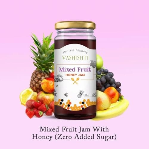 Vashishti Mixed Fruit Honey Jam 300g | Zero Added Sugar | Naturally Sweetened with Pure Honey | Made with Fresh Fruits | No Artificial Preservatives or Colors 2