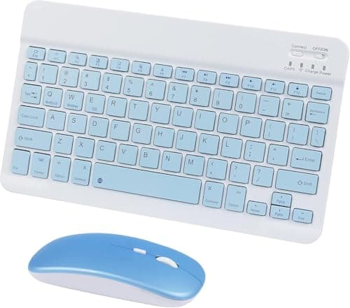 RyzCare Wireless Bluetooth Keyboard & Mouse Combo (1 Set), Rechargeable Slim Typewriter-Style Compact Keyboard & Mouse for iPhone/iPad/Laptop/Android – Multicolor
